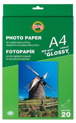 Produktbild von Fotopapier A4 -  weiß, glänzend -  20 Blatt  200 g/m²