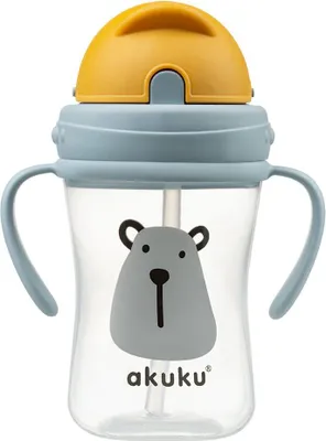 Produktbild von Akuku Trinkflasche mit Strohhalm A0203 Bär Design BPA frei Kinder