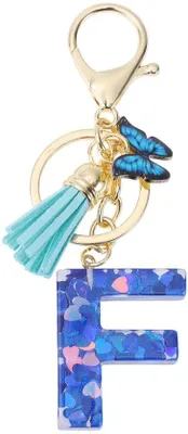 Image de Porte-clés avec les initiales "F" - Résine durable - 9,3 cm - Accessoire décoratif