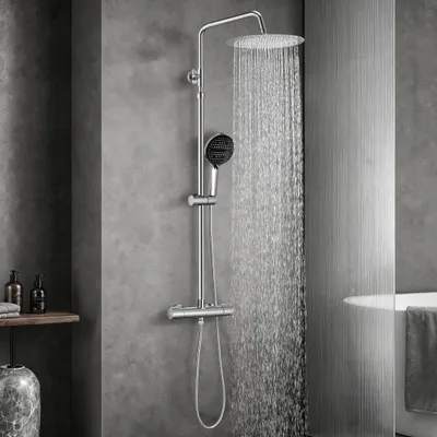 Produktbild von Homelody Duschsystem Thermostat Duschset Chrom 12" Regendusche 6 Funktionen Handbrause SUS304 Edelstahl Kopfbrause, 38°C Verbrühschutz