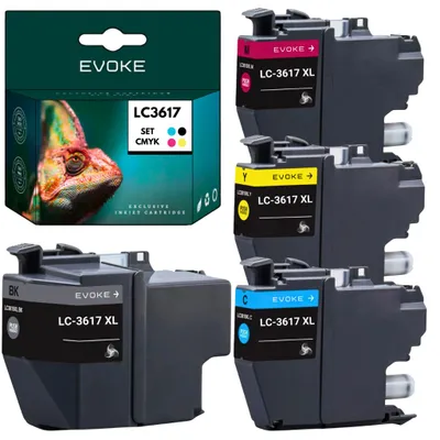 Produktbild von Evoke kompatible Tinte für Brother LC-3617 LC3617 LC-3619XL LC3619XL 4x CMYK:Schwarz,Cyan,Magenta,Gelb 54 ml 7900 Seiten MFC-J2330DW J2730DW J3530DW J3930DW