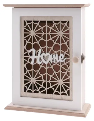 Schlüsselkasten mit 6 Haken, Holz, Wandmontage, 22x7x28,5 cm