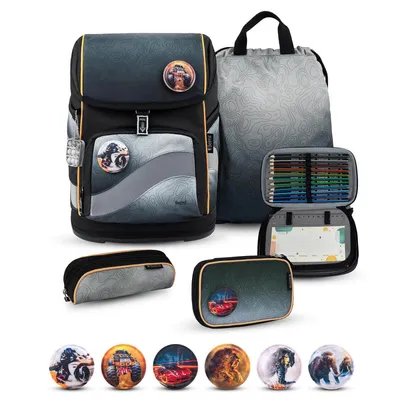 Produktbild von Belmil Smarty Plus Premium Schulranzen Set 5-teilig "Black Grey"