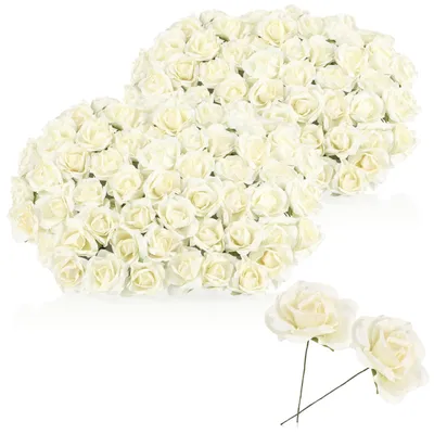 120 Papierblumen, 20 Sträuße, weiße Rosen, DIY-Deko