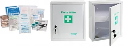 Produktbild von Erste Hilfe Schrank Metall mit Füllung DIN13169 SÖHNGEN® Betriebsverbandskasten