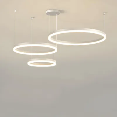 Obrázek produktu pro LED kovový lustr | 3 kruhy dimmovatelná závěsná lampa s dálkovým ovládáním