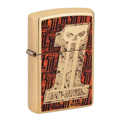 Immagine prodotto di Accendino Zippo Harley-Davidson teschio in ottone lucido a specchio