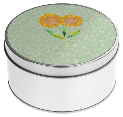 Produktbild von Mr. & Mrs. Panda Aufbewahrungsbehälter Blume Sonnenblume - Blattgrün - Geschenk, Dose, Sommer Deko, Keksdose, Metallbox, Sonnenblumen, Blechbüchse, Beste Freundin