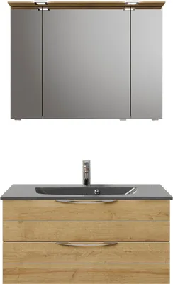 Produktbild von PELIPAL Serie 6025 SET-045-089 Block bestehend aus: Waschtisch, Waschtischunterschrank, Spiegelschrank  / 97cm