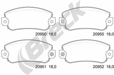 Produktbild von BRECK Bremsbeläge Satz Vorne Bremsklötze für FIAT Seicento / 600 Schrägheck (187) 20950 00 702 10