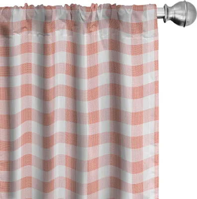 Produktbild von ABAKUHAUS Kariert Vorhänge, Gardinen, Picknick in Landschaft Themen Gingham-Muster in sanften Farben drucken, 2 Stück 75 x 245 cm, Rosa Blassrosa Weiß