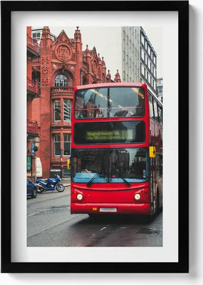 Produktbild von Bus in Birmingham UK– Wandbild mit Rahmen – Gerahmtes Bild  – Wanddekoration – 40x60 cm –  Schwarz