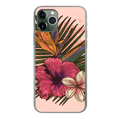 Produktbild von MuchoWow® Handyhülle Schutzhülle Hülle für iPhone 11 Pro Blumen - Tropisch - Rosa Silikon Softcase Handy Hülle - Handy