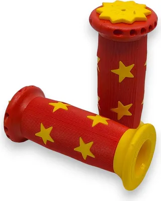 Produktbild von Kinder Fahrradgriffe 90mm mit Sternen Rot-Gelb