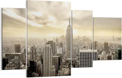 Produktbild von Bild auf Leinwand - Leinwandbild - Stadt Wolkenkratzer Manhattan New York - 120x70cm - Wand Bild - Wanddeko - Leinwanddruck - Bilder - Kunstdruck - Leinwand bilder - Wandkunst - DL120x70-2630