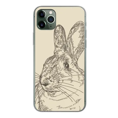 Produktbild von MuchoWow® Handyhülle Schutzhülle Hülle für iPhone 11 Pro Max Vintage-Illustration eines Kaninchens Silikon Softcase Handy Hülle - Schutz