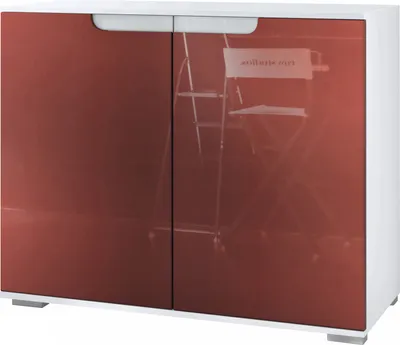 Produktbild von Vladon Kommode Sylt V3, Moderner Küchenschrank mit 2 großen Türen Weiß matt / Bordeaux Hochglanz (92,5 x 75.5 x 35)