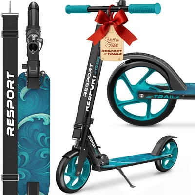 Productafbeelding van RE:SPORT Citystep voor Kinderen & Volwassenen - Kinderstep - Step met Grote Wielen 200mm - Inklapbaar & Verstelbaar - Tot 100kg - Inclusief Bel & Draagriem - Kickscooter