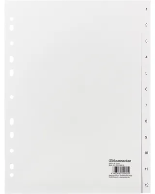 Immagine prodotto di Soennecken Register 2116 DIN A4 1-12 volle Höhe PP weiß