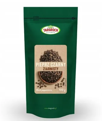 Imagen del producto de Pimienta negra en grano, marca Targroch, 100 g
