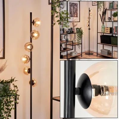 Produktbild von Garaguso Stehlampe aus Metall/Glas in Schwarz/Bernsteinfarben/Klar
