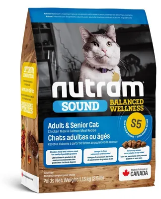 Zdjęcie produktu dla Nutram S5 Sound Adult & Senior – 5,4 kg – Sucha karma dla kotów dorosłych i starszych