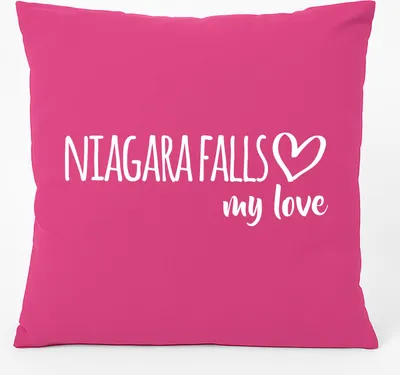 Produktbild von Huuraa Kissen Niagara Falls my love 40x40cm mit Füllung Fuchsia Baumwolle Dekokissen Geschenkidee