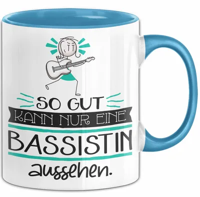 Produktbild von Bassistin Geschenk Tasse So Gut Kann Nur Eine Bassistin Aussehen Geschenkidee Geburtstag Weihnachten Lustig (Blau)