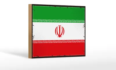 Produktbild von Holzschild Flagge Iran 18x12 cm Retro Flag of iran Dekoration