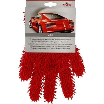 Produktbild von NIGRIN Performance Finger-Waschhandschuh rot aus Microfaser