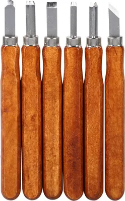 Produktbild von Holzschnitzwerkzeug-Set, Messer, Mini-Meißel, Stahl mit Handgriff für DIY-Bastelset, 6 Stück/Set