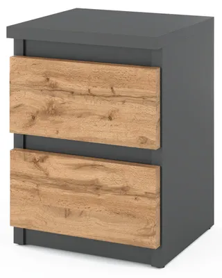 Produktbild von Nachttisch „HIT“ 2S 30 cm Mattgrau / Wotan Eiche