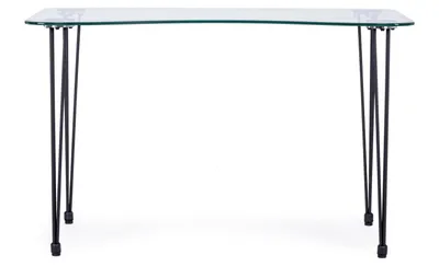 Produktbild von Schreibtisch Rondo 120 x 60 x 74 cm Stahl und Glas Büro Bürotisch Tisch Neu