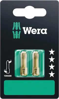 Produktbild von Wera Bit PZD Größe 3 Länge 25mm 1 / 4 Zoll 6-kant C6,3 extrahart Torsionsform Karte mit 2 St. 855 / 1 TH SB - 5073372001