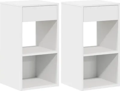 Image de Tables de chevet avec tiroir 2 pcs blanc 35x34x66,5 cm