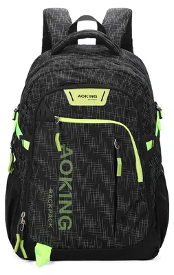 Obrázok produktu pre Uniový batoh Aoking, čierny s neonovozelenými detailmi, rozmer 49x33x19 cm