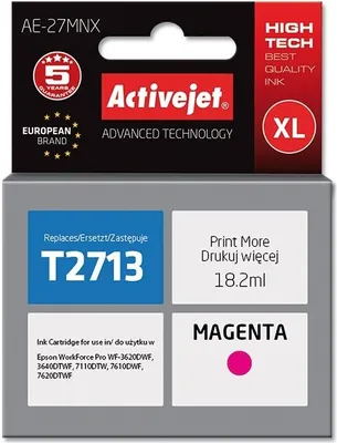 Produktbild von Activejet AE-27MNX Tintenpatrone (Ersatz für Epson 27XL T2713; Höchst; 18 ml; magenta)