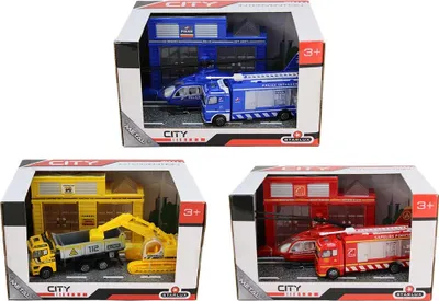 Produktbild von Rettungswagen Spielzeug Set mit Helikopter, Fahrzeugen & Zentrale