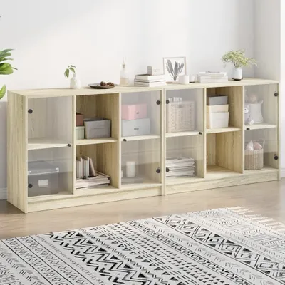 Obrázek produktu pro vidaXL Knihovna s dvířky Sonoma dub 204x37x75 cm Materiál na bázi dřeva