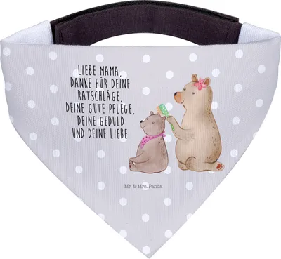Produktbild von Mr. & Mrs. Panda Bandana Bär Kind - Grau Pastell - Geschenk, Mutter, Mama, Halstuch Hund, Für Hunde, Dreieckstuch, Muttertag, Bären, Hundehalstuch, Familie