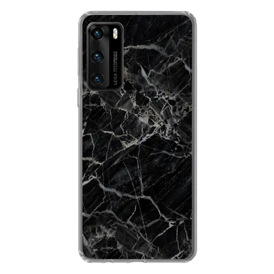 Produktbild von MuchoWow® Handyhülle Schutzhülle Hülle für Huawei P40 Marmor - Schwarz - Weiß Silikon Softcase Handy Hülle - Handytasche