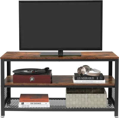 Produktbild von VASAGLE TV-Schrank Fernsehtisch für Fernseher bis zu 43 Zoll, TV-Schrank im Industrie-Design, Konsole, Lowboard, Wohnzimmertisch mit Metallrahmen, Holzmaserung, Wohnzimmer, Vintage, dunkelbraun LTV40BX