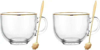 Produktbild von Glas Teetasse mit goldenen Rändern - elegant und praktisch - Set von 2
