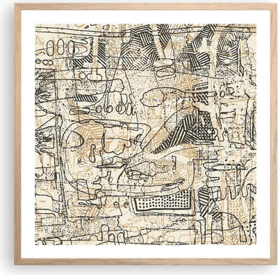Produktbild von Gerahmtes Poster - Rahmen in heller Eiche - Graffiti Kritzeleien Zeichnen - 60x60 cm - Wand Bild - Wanddeko - Wandbilder - Kunstposter - Wandposter - Bilderrahmen - Bilder - P2NAC60x60-5047