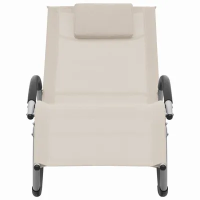 Image de vidaXL Bain de soleil avec coussin Crème Textilène