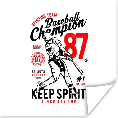 Produktbild von MuchoWow® Poster Baseball - Schläger - Vintage 100x100 cm - Babyzimmer