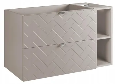 Zdjęcie produktu dla Szafka Łazienkowa Wisząca Pod Umywalkę 100X46 Cm Rensan Kaszmir Z Regałem