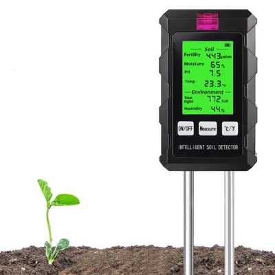 Produktbild von 6-in-1 bodentester, bodenfeuchte-, ph-wert-, temperaturmessgerät für genaue bodenanalysen, ideal für gartenpflege und landwirtschaftliche anwendungen