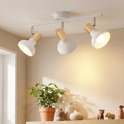Produktbild von ZMH Deckenstrahler 3 Flammig Spotlampe Vintage Strahler Metall Deckenspots E14 Innen 350° Schwenkbar Spots für Flur Schlafzimmer Weiß