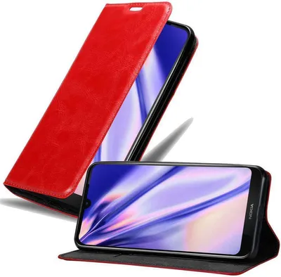 Produktbild von Cadorabo Hülle für Nokia 3.2 Schutz Hülle in Rot Handyhülle Etui Case Cover Magnetverschluss